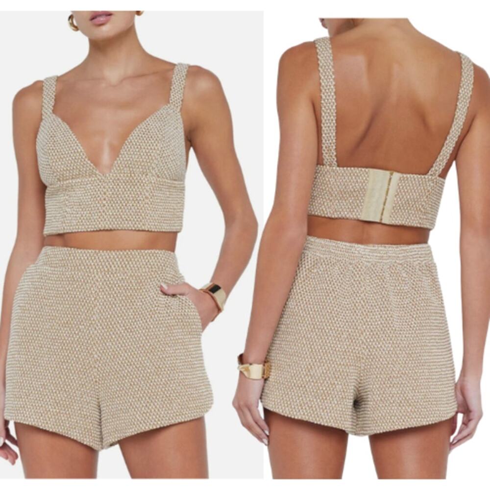 NWT L'agence Adjustable Straps Castalia Knit Bra Top Tan Ivory Size: Medium
